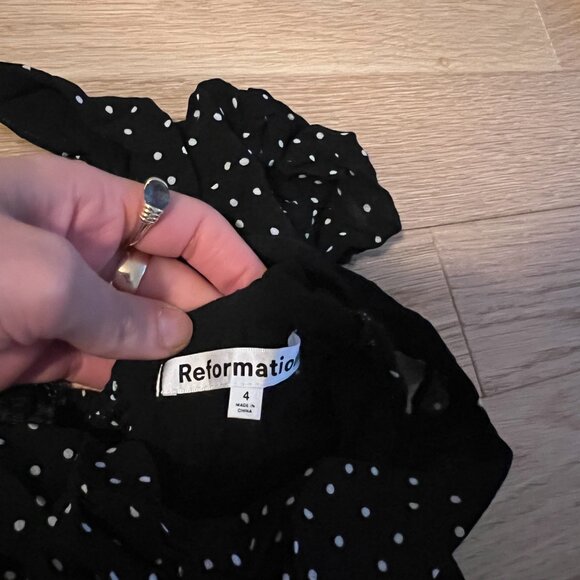 Reformation Myah Maxi Dress Black Polka Dot Size 4 - Picture 4 of 4